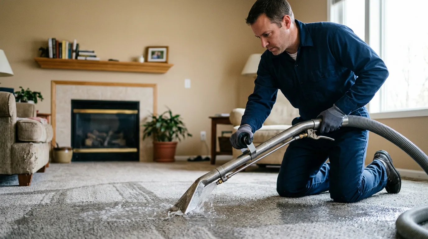 Water damage restoration technician working near Cloverdale, OH